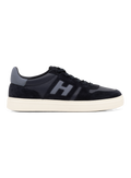 Leren sneakers met suède details | BLUE NAVY