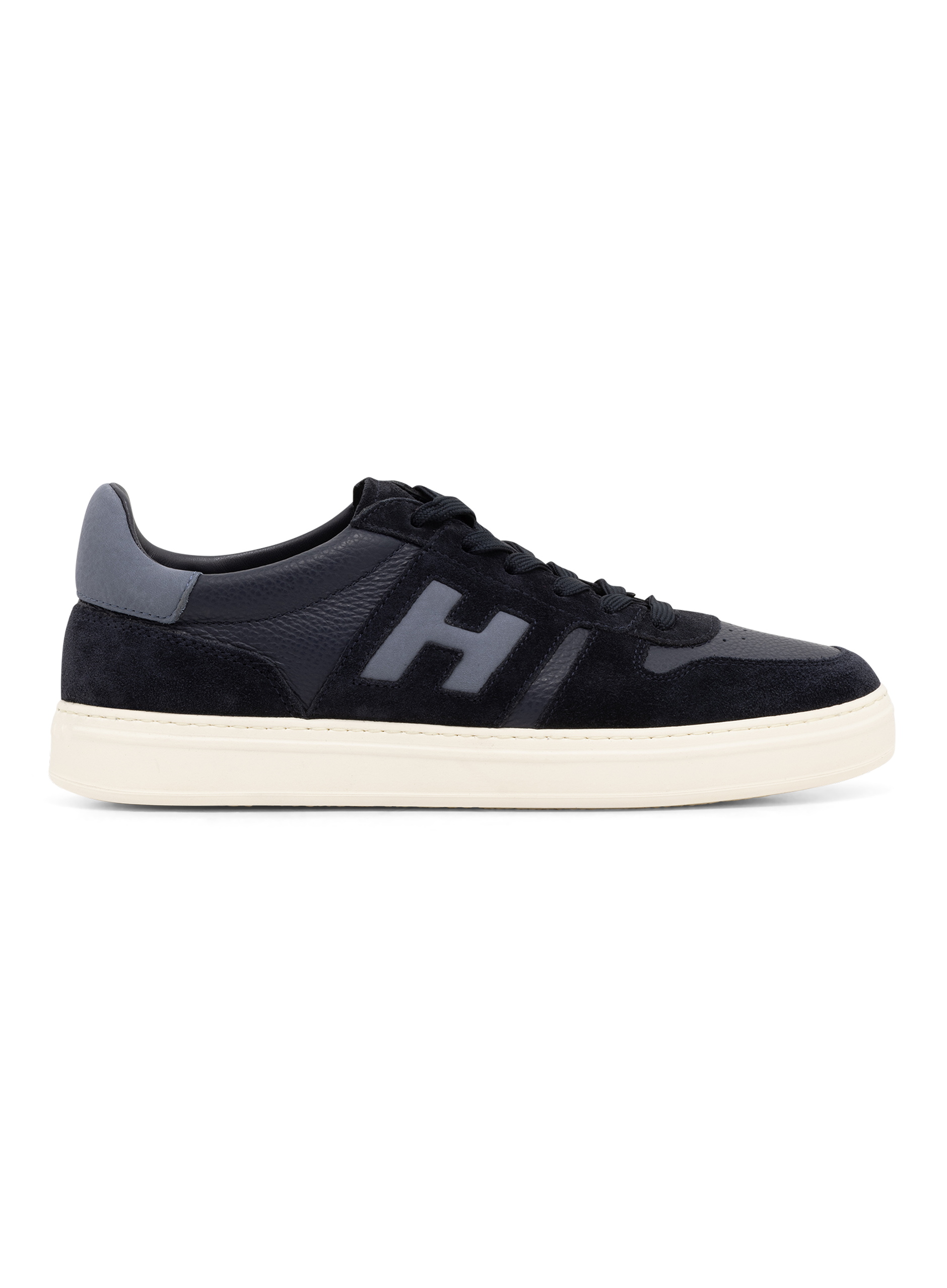Leren sneakers met suède details | BLUE NAVY