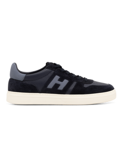Leren sneakers met suède details | BLUE NAVY