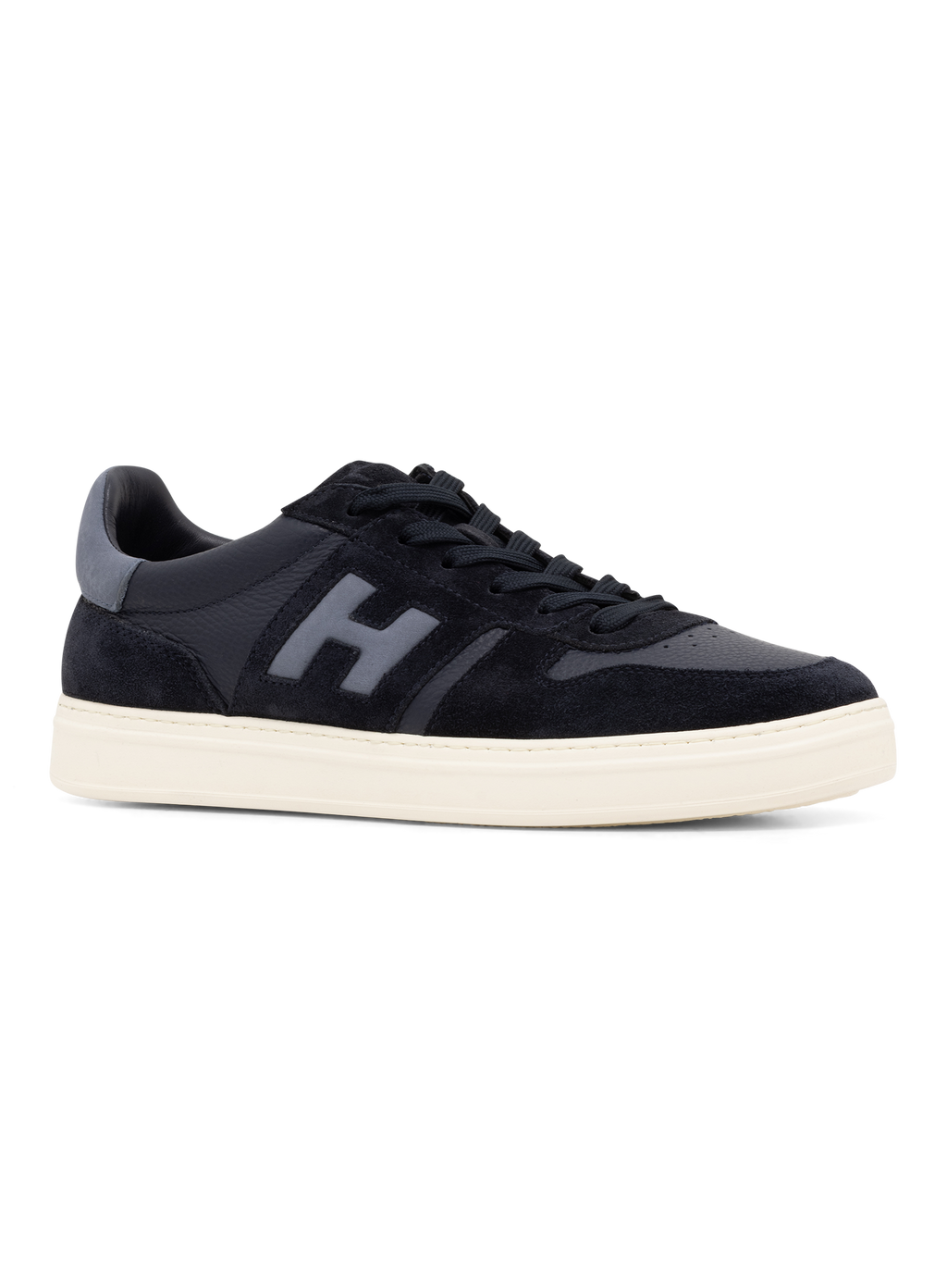 Leren sneakers met suède details | BLUE NAVY