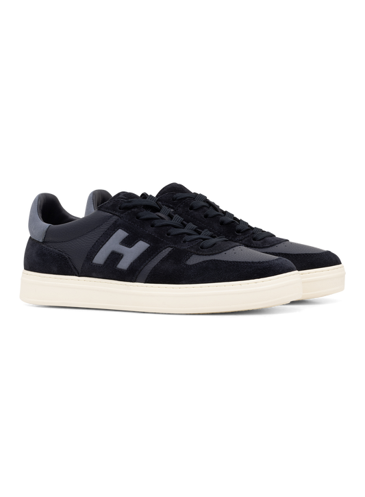 Leren sneakers met suède details