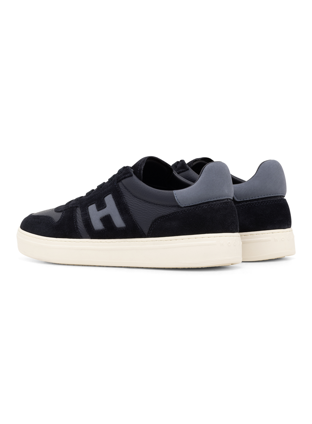 Leren sneakers met suède details | BLUE NAVY