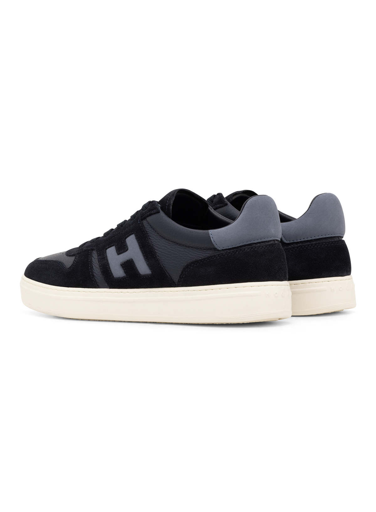 Leren sneakers met suède details | BLUE NAVY