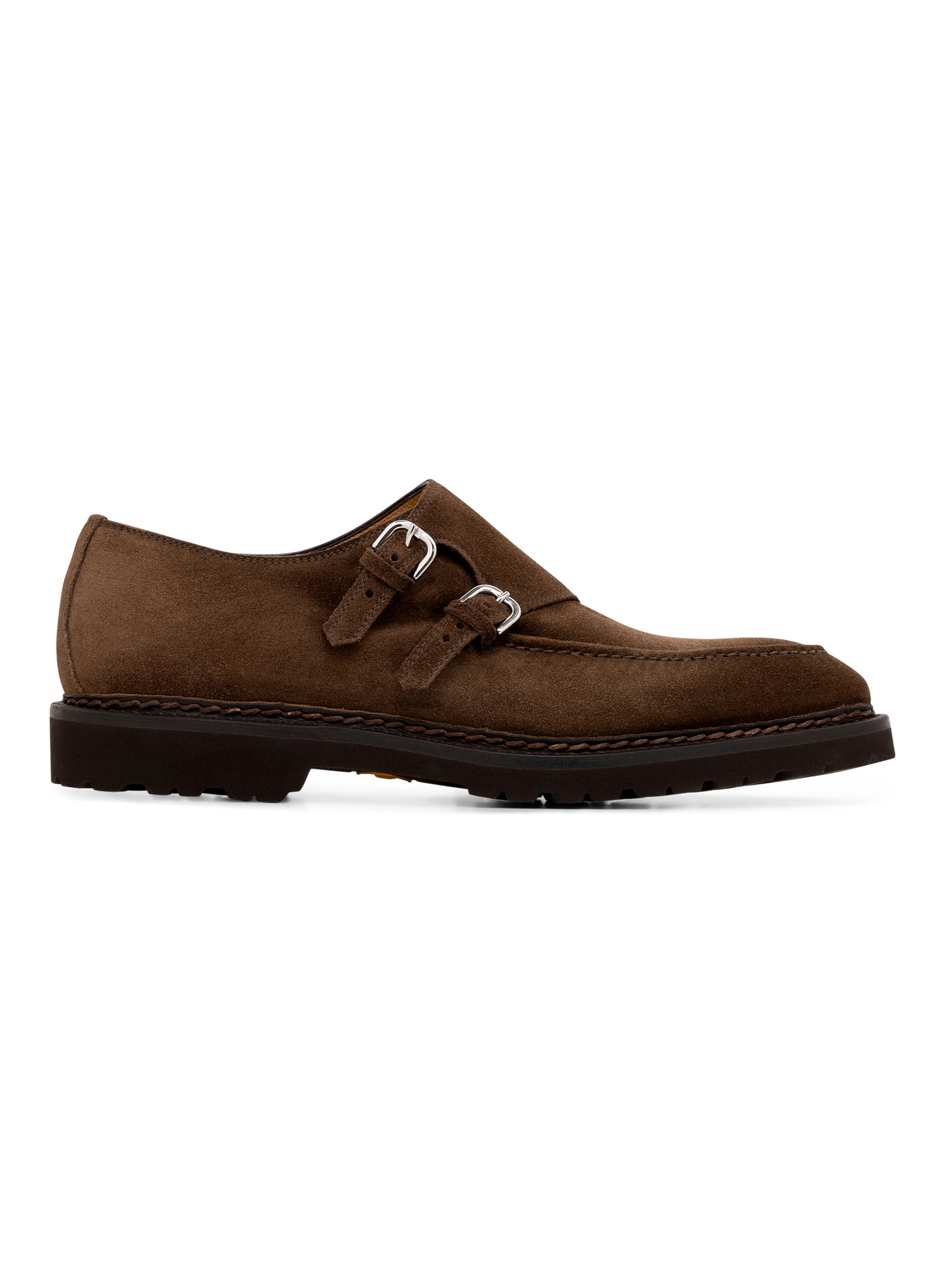 Diamante dubbele gespschoenen van suède | MIDDEN BRUIN