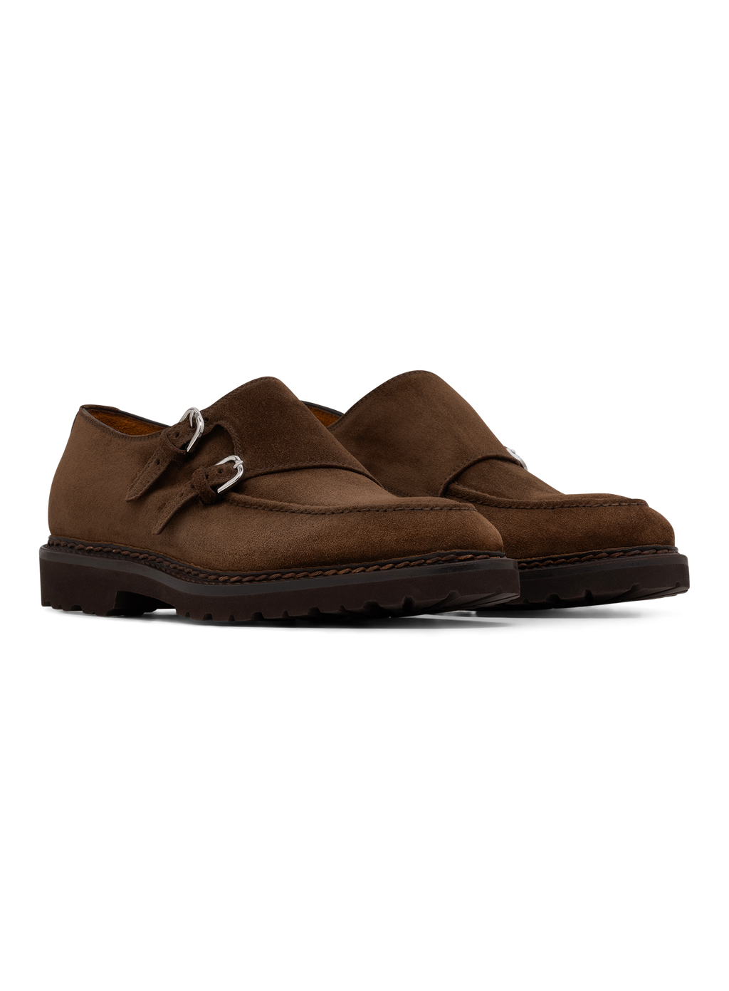 Diamante dubbele gespschoenen van suède | MIDDEN BRUIN