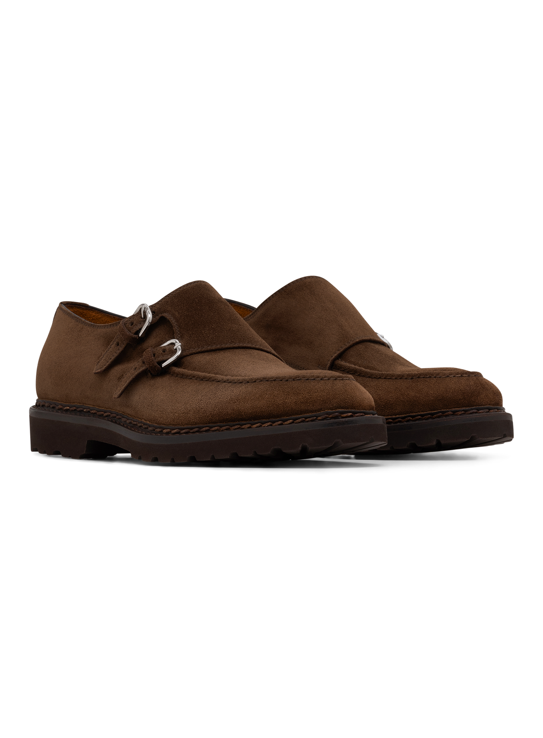 Diamante dubbele gespschoenen van suède | MIDDEN BRUIN