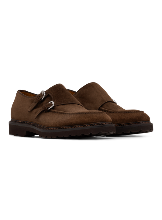 Diamante dubbele gespschoenen van suède