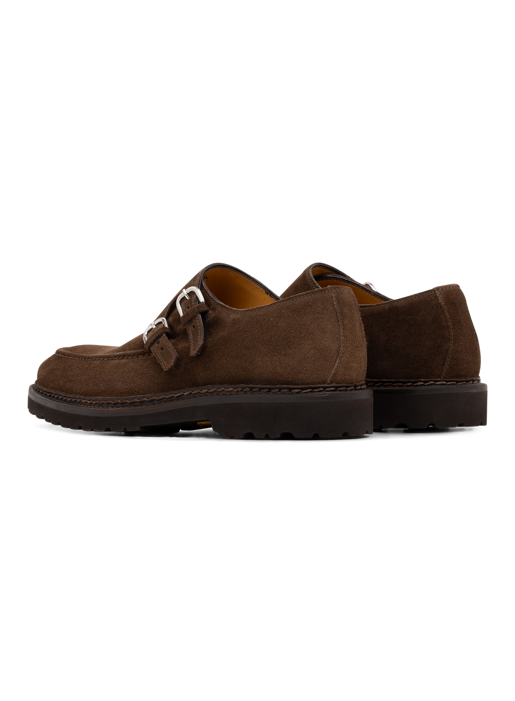 Diamante dubbele gespschoenen van suède | MIDDEN BRUIN