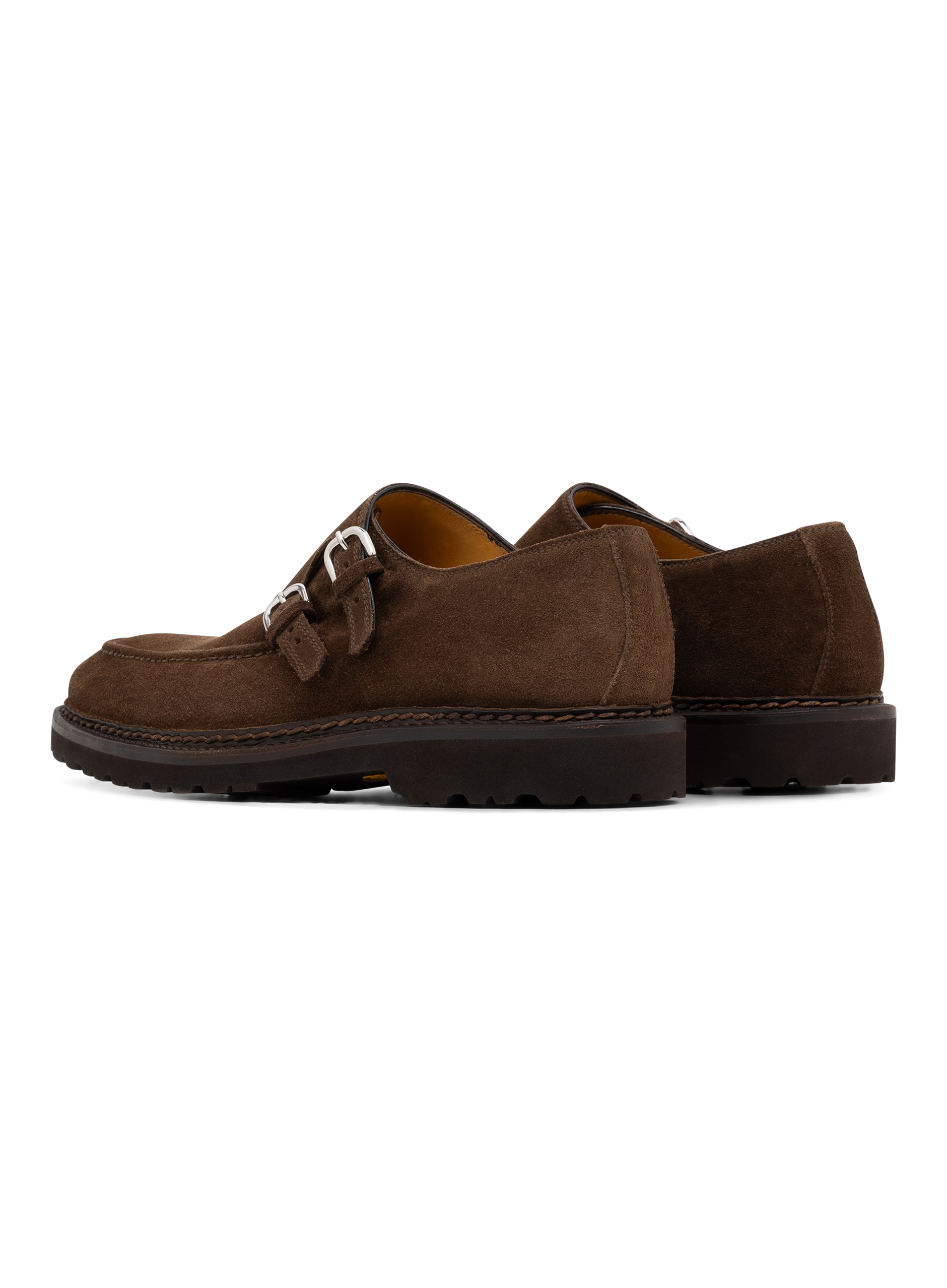Diamante dubbele gespschoenen van suède | MIDDEN BRUIN