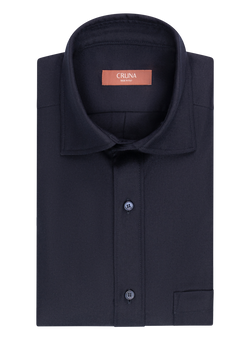 Overhemd in wol stretch | BLUE NAVY