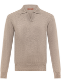 Buttonless polo in cashmere  | Beige