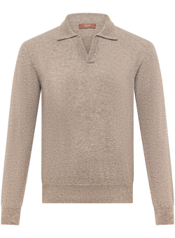 Buttonless polo in cashmere  | Beige