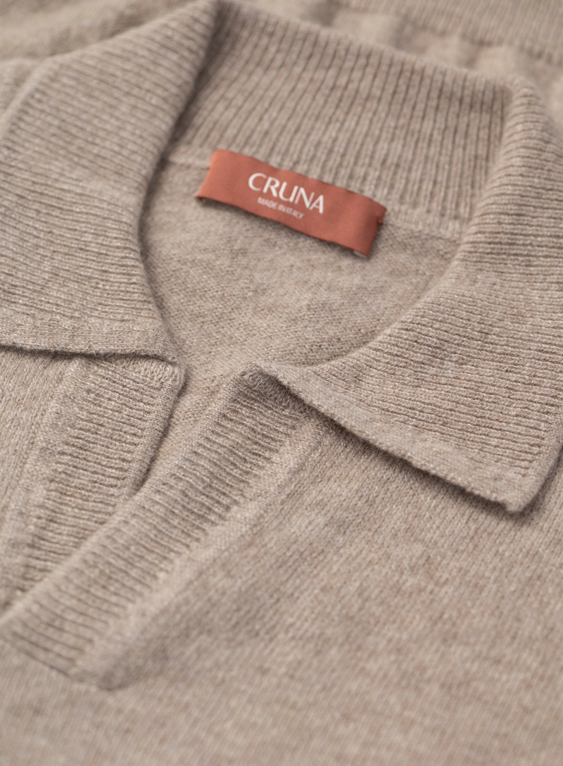 Buttonless polo in cashmere  | FULL_WIDTH | Beige