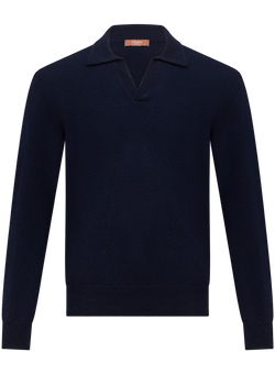 Buttonless polo in cashmere  | BLUE NAVY