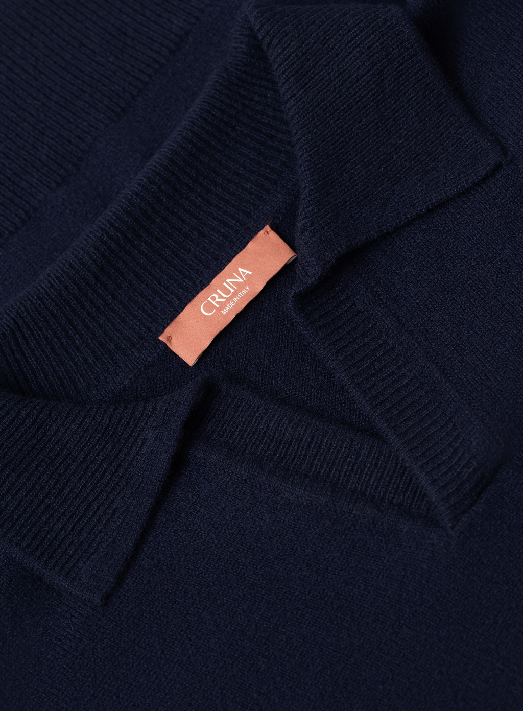 Buttonless polo in cashmere  | FULL_WIDTH | BLUE NAVY