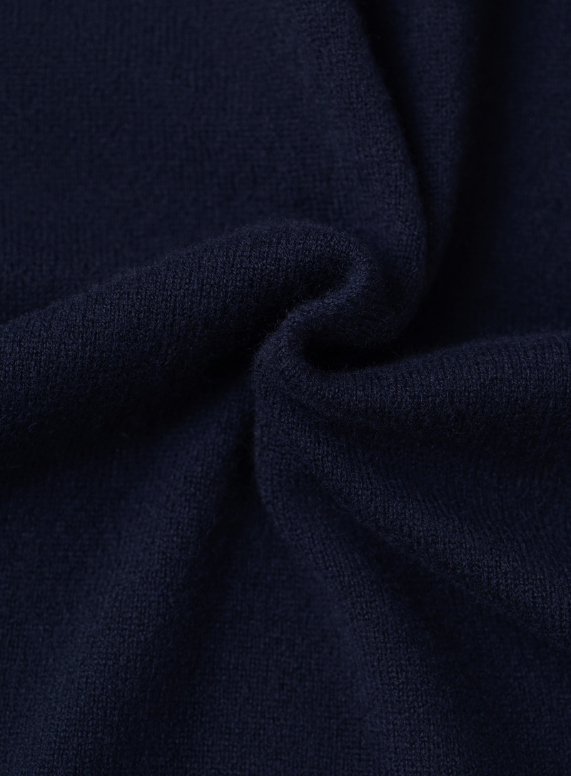 Buttonless polo in cashmere  | FULL_WIDTH | BLUE NAVY