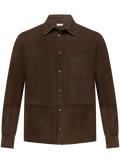 Suède overshirt met utility-details | D.Bruin