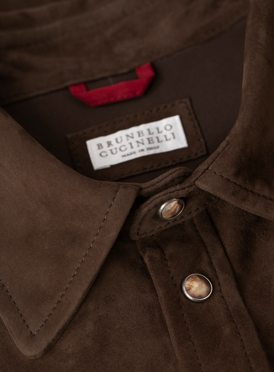 Suède overshirt met utility-details
