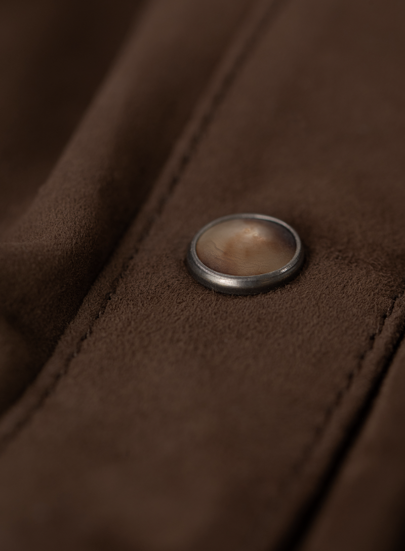 Suède overshirt met utility-details