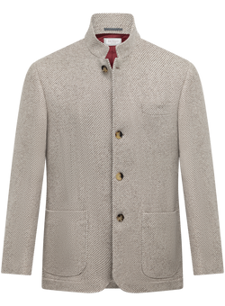 Jas van cashmere en zijde met diagonale weving | TAUPE