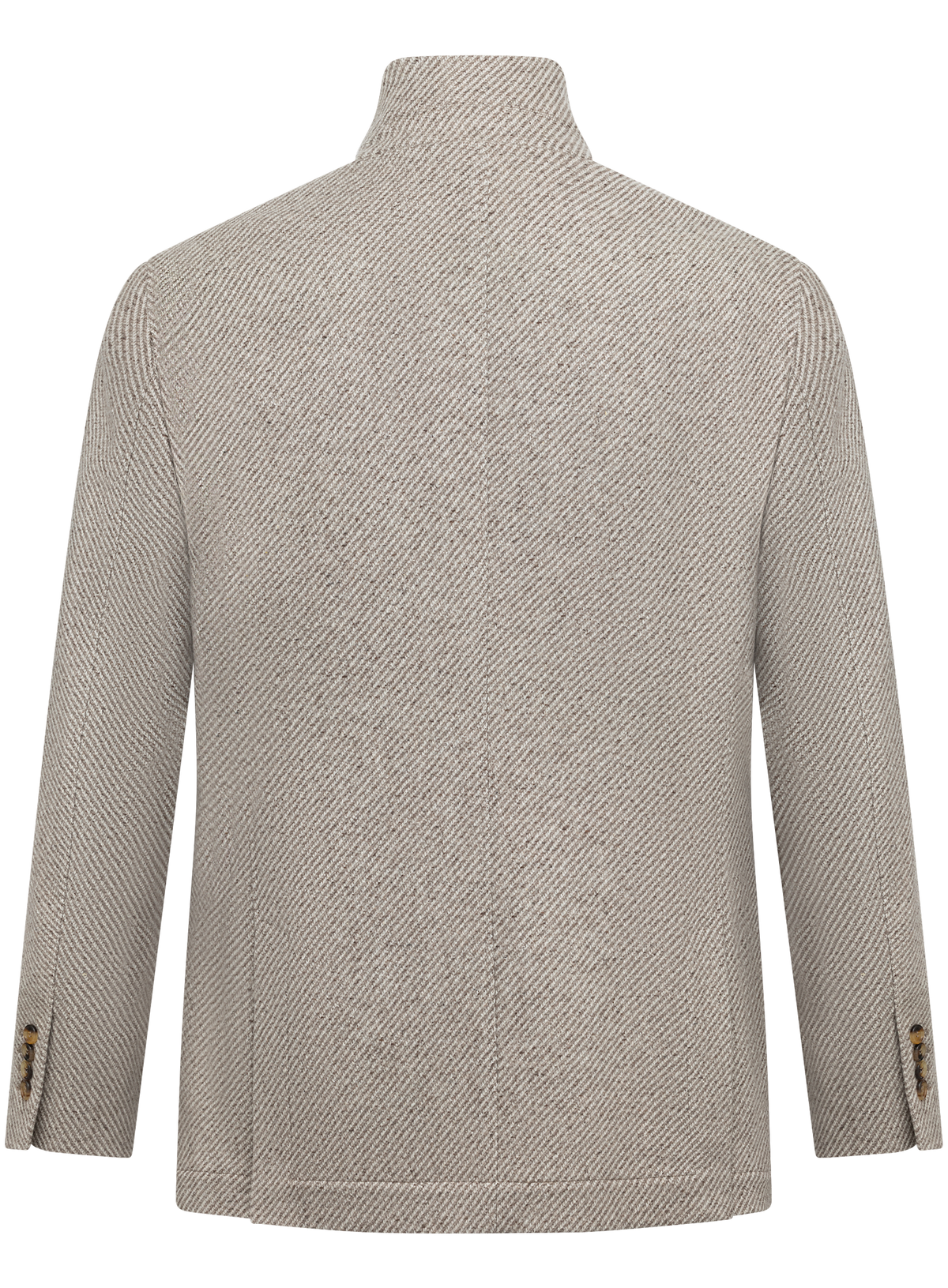 Jas van cashmere en zijde met diagonale weving | TAUPE