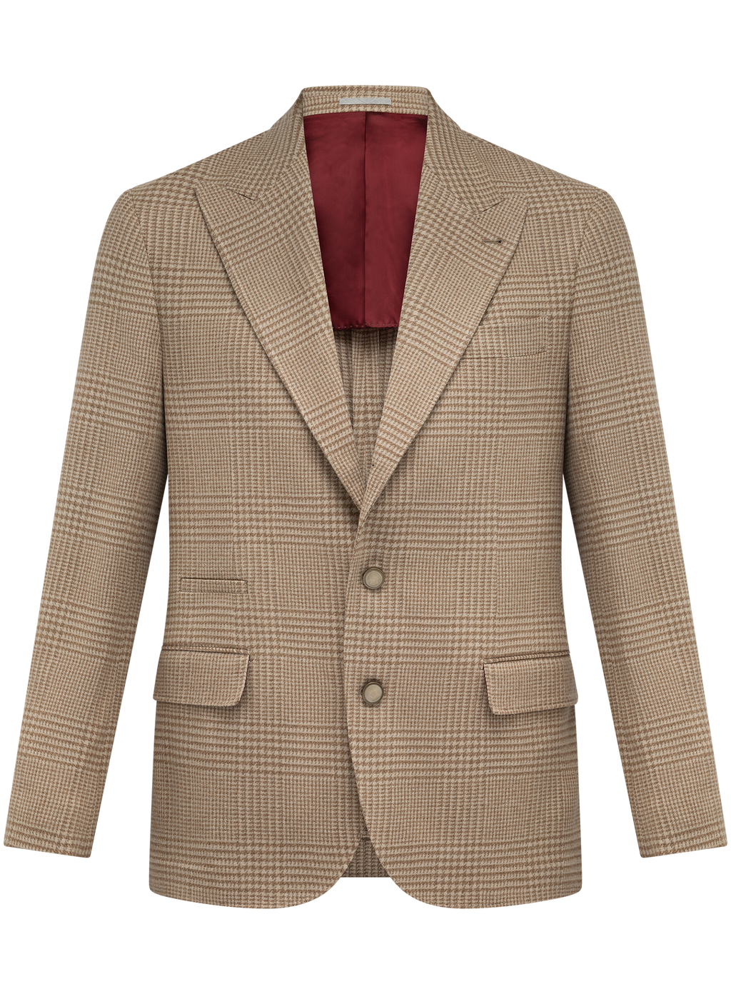 Glencheck colbert van scheerwol en cashmere | Camel