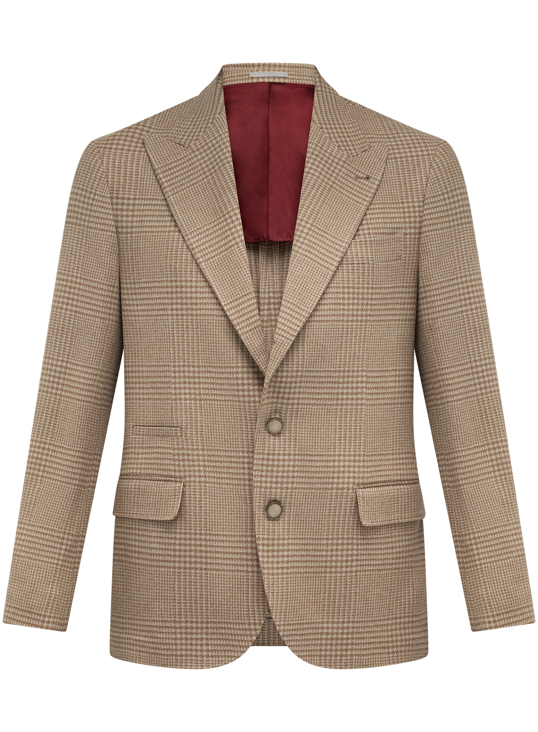 Glencheck colbert van scheerwol en cashmere | Camel
