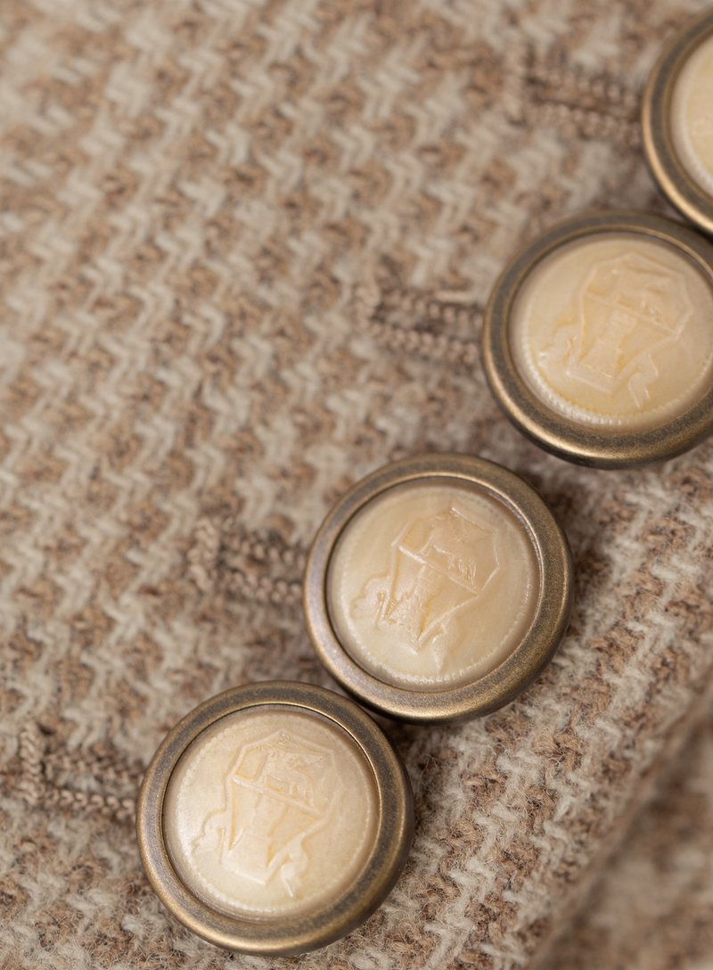 Glencheck colbert van scheerwol en cashmere | FULL_WIDTH | Camel