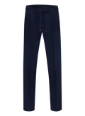 Broek van scheerwolflanel met trekkoordsluiting en dubbele plooien | BLUE NAVY
