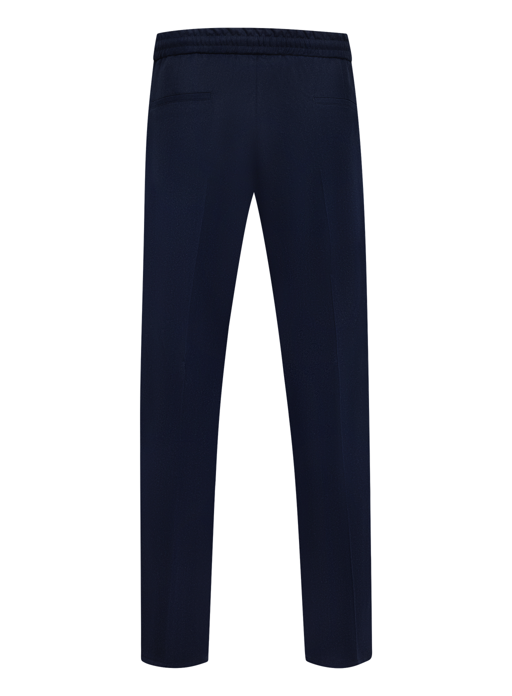 Broek van scheerwolflanel met trekkoordsluiting en dubbele plooien | BLUE NAVY