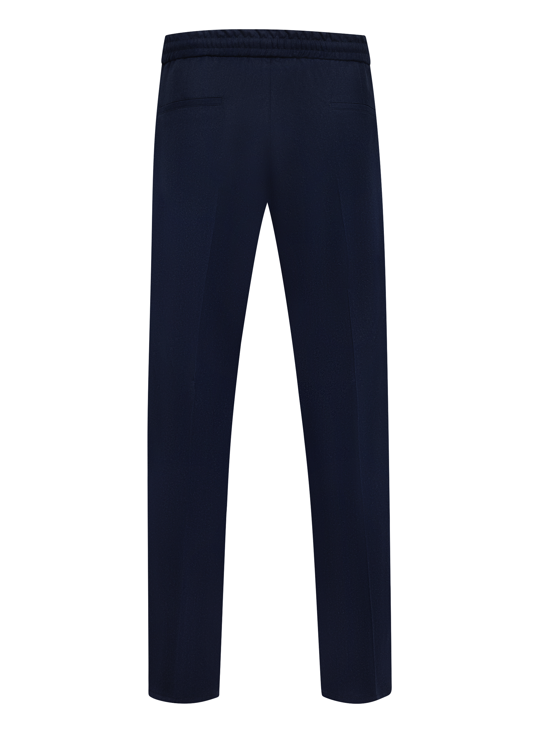 Broek van scheerwolflanel met trekkoordsluiting en dubbele plooien | BLUE NAVY