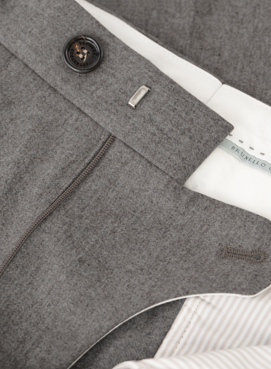 Bandplooi pantalon van scheerwol