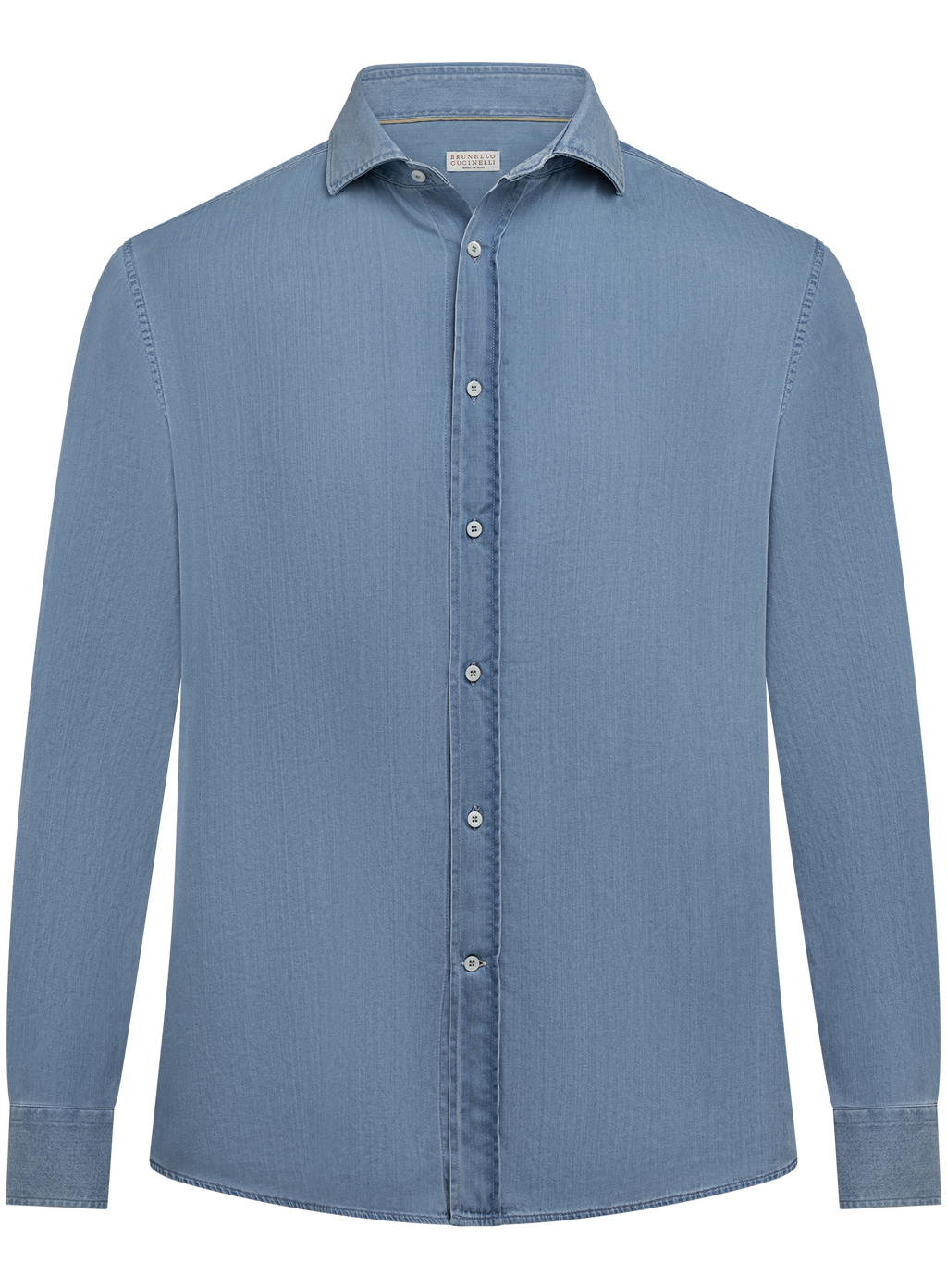 Denim overhemd van katoen met spread kraag | LGHT BLUE DENIM
