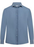 Denim overhemd van katoen met spread kraag | LGHT BLUE DENIM