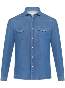 Western overhemd in katoen | Blue Denim