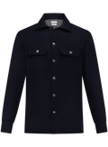Flanel overshirt van scheerwol | BLUE NAVY