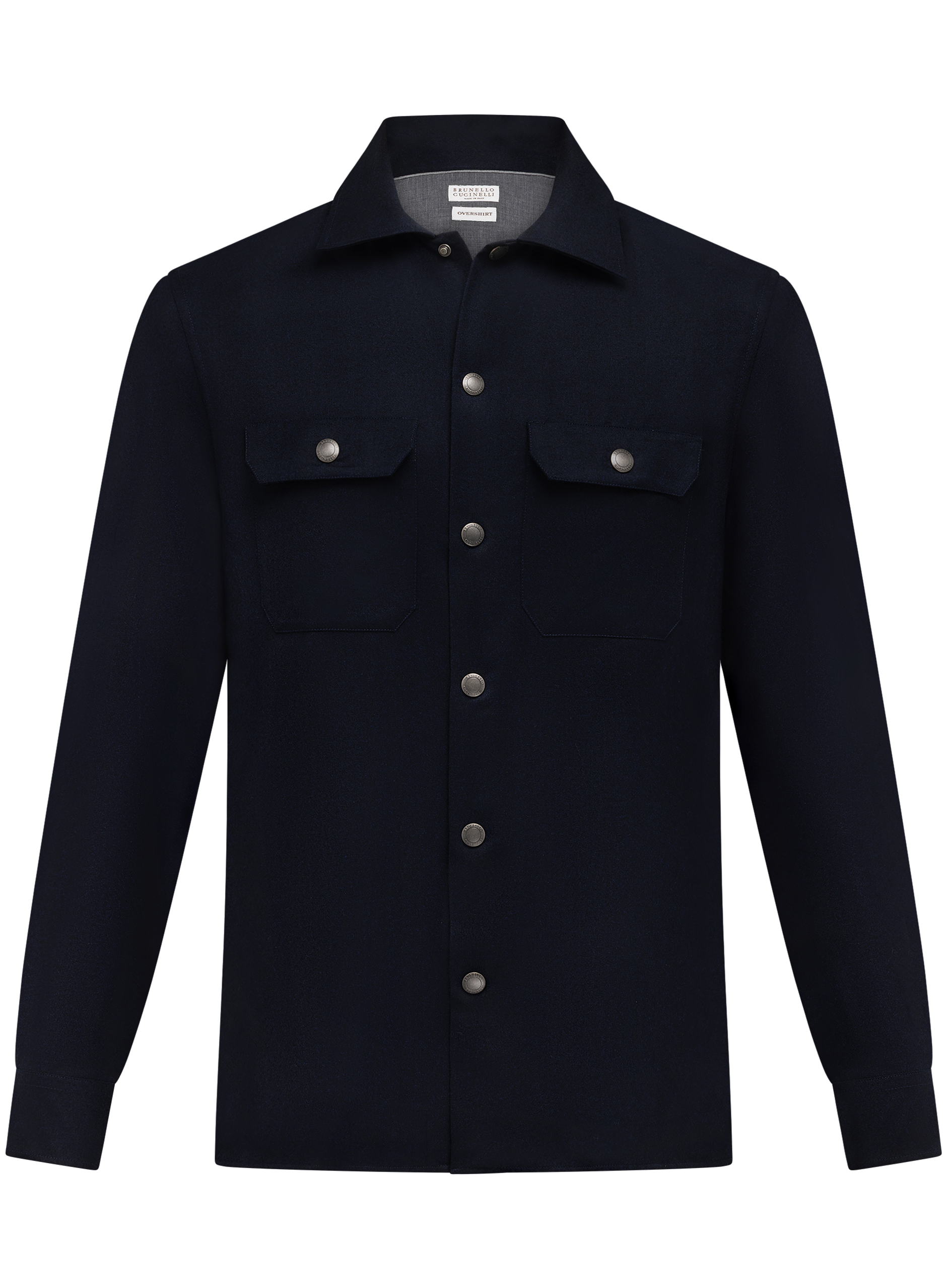 Flanel overshirt van scheerwol | BLUE NAVY