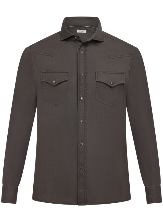 Garment-Dyed Western-Hemd aus Baumwolle