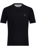 T-shirt van katoen met logodetail | BLUE NAVY
