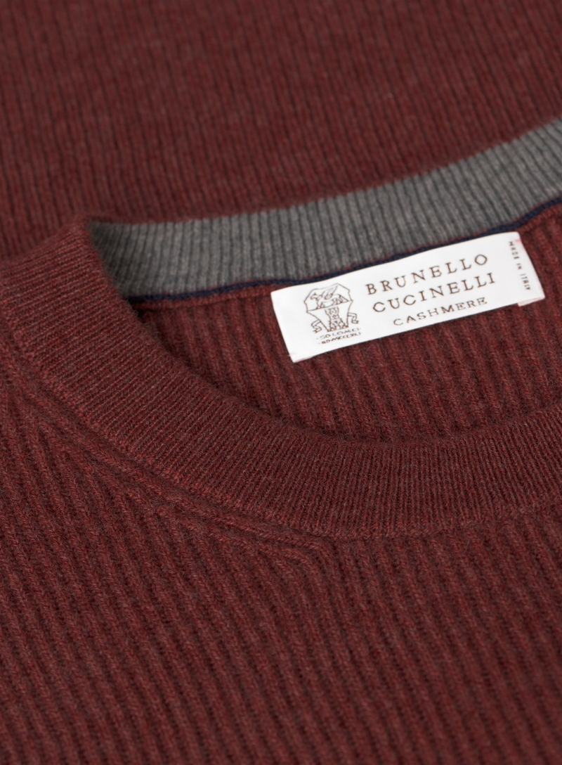 Sweater van cashmere in English rib | FULL_WIDTH | Bordeaux