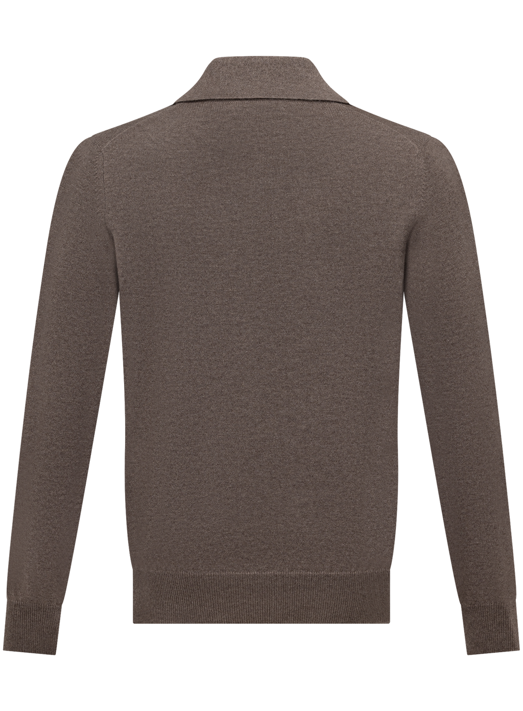 Cashmere buttonless polo met lange mouwen | TAUPE