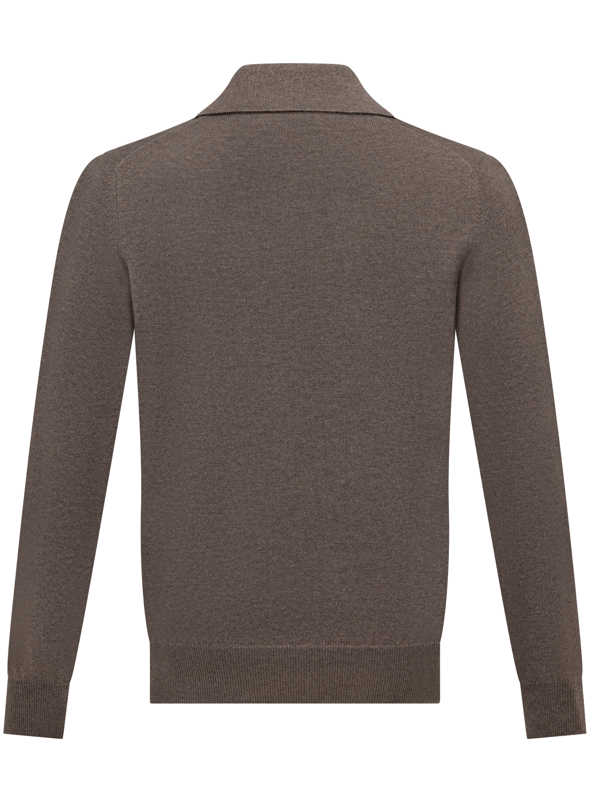 Cashmere buttonless polo met lange mouwen | TAUPE