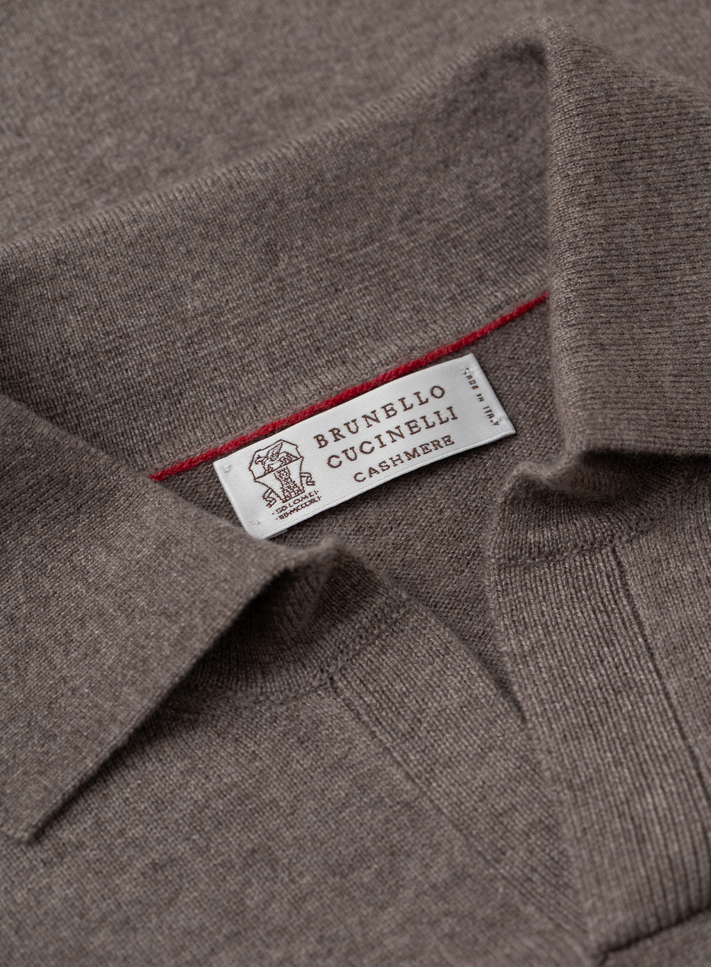 Cashmere buttonless polo met lange mouwen | FULL_WIDTH | TAUPE