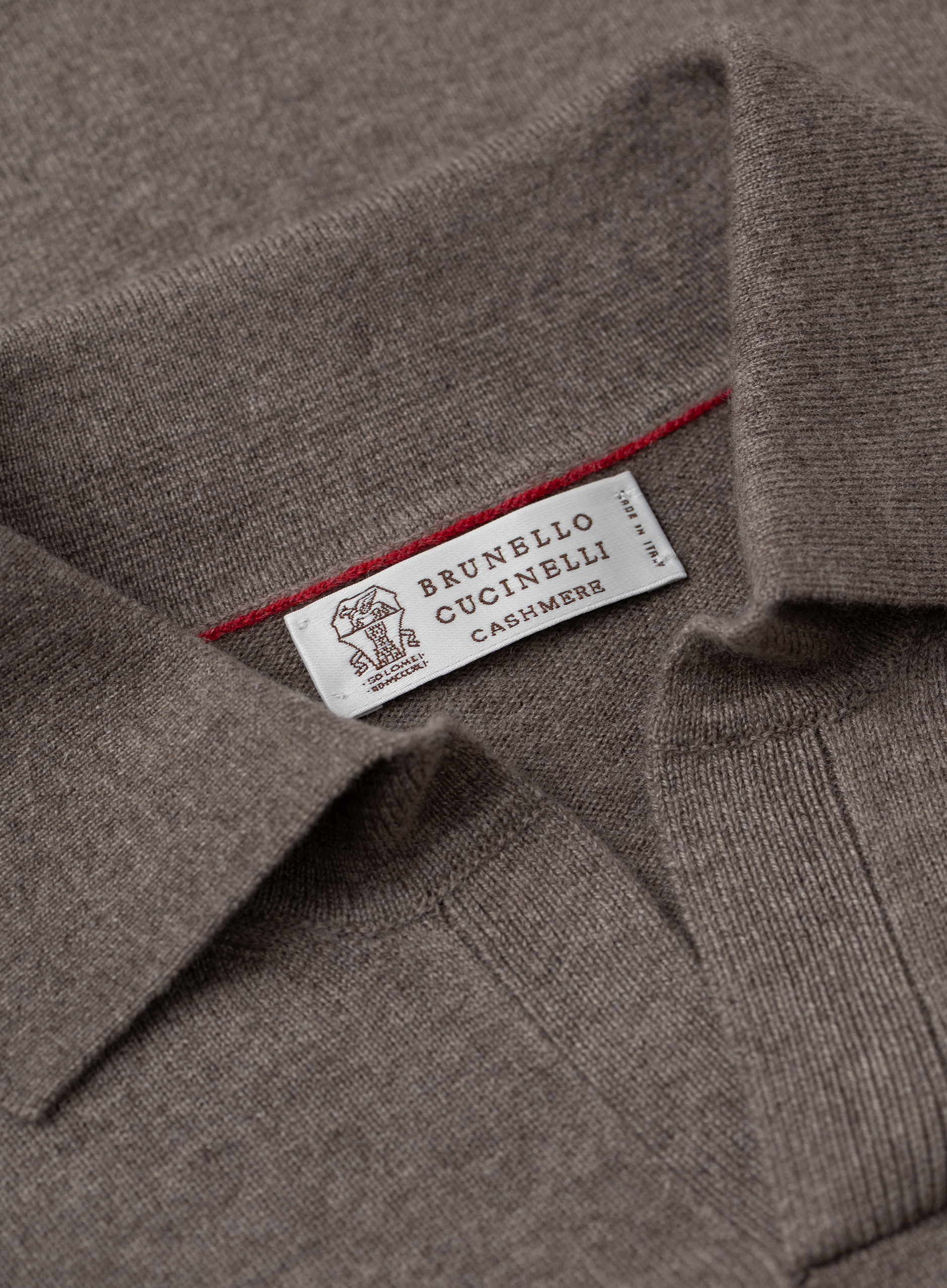 Cashmere buttonless polo met lange mouwen | FULL_WIDTH | TAUPE