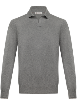 Buttonless polo in cashmere | Grijs