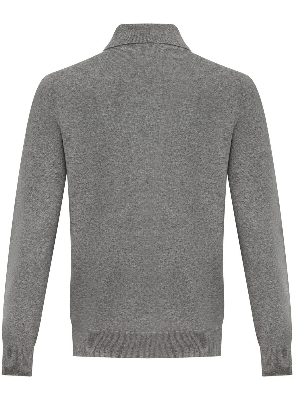 Cashmere buttonless polo met lange mouwen | Grijs