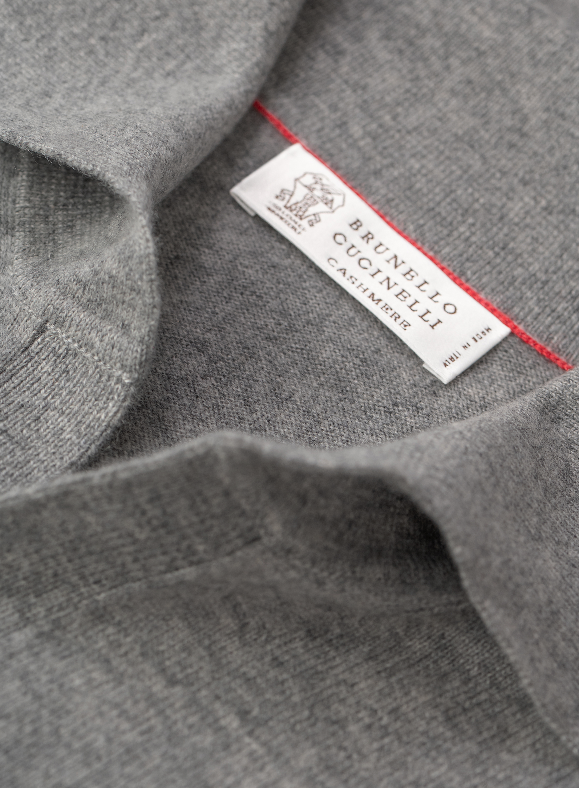 Cashmere buttonless polo met lange mouwen | FULL_WIDTH | Grijs