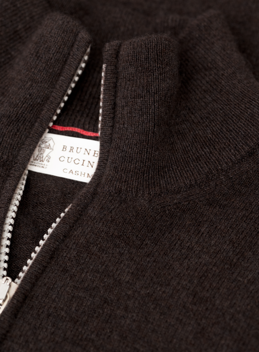 Pull demi-zip en cachemire