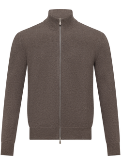 Ritsvest van cashmere met opstaande kraag | TAUPE