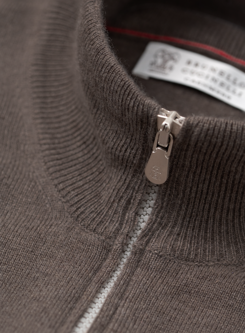 Ritsvest van cashmere met opstaande kraag | FULL_WIDTH | TAUPE